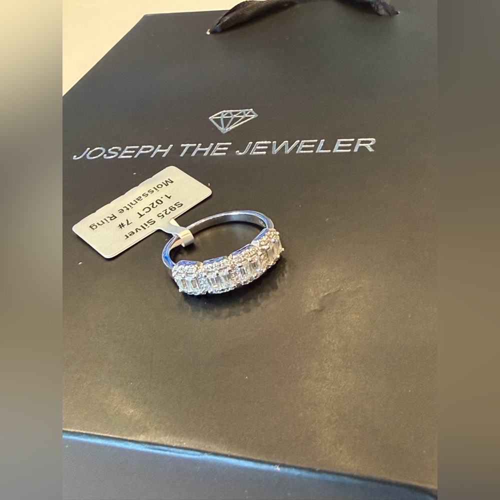 Silver Moissanite Eternity Ring in 1.02 ct in size 7